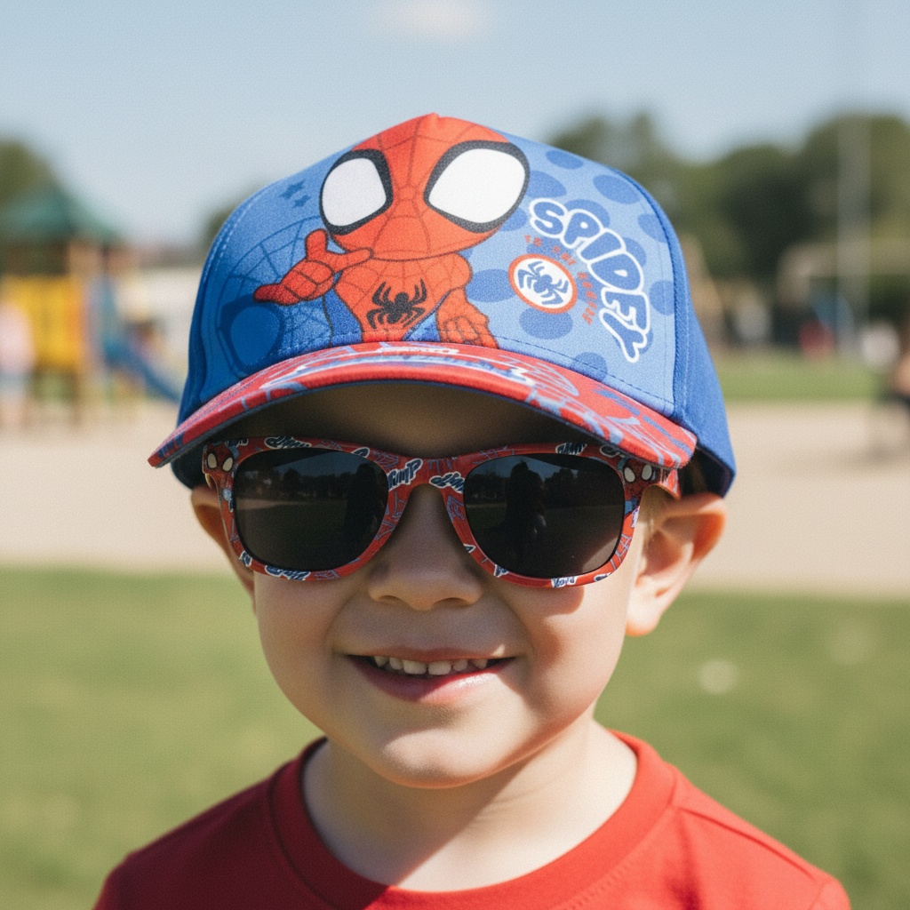 Spiderman Spidey Kasket & Solbriller (51 cm) | Spider-Man Tilbehørskit - Temashop