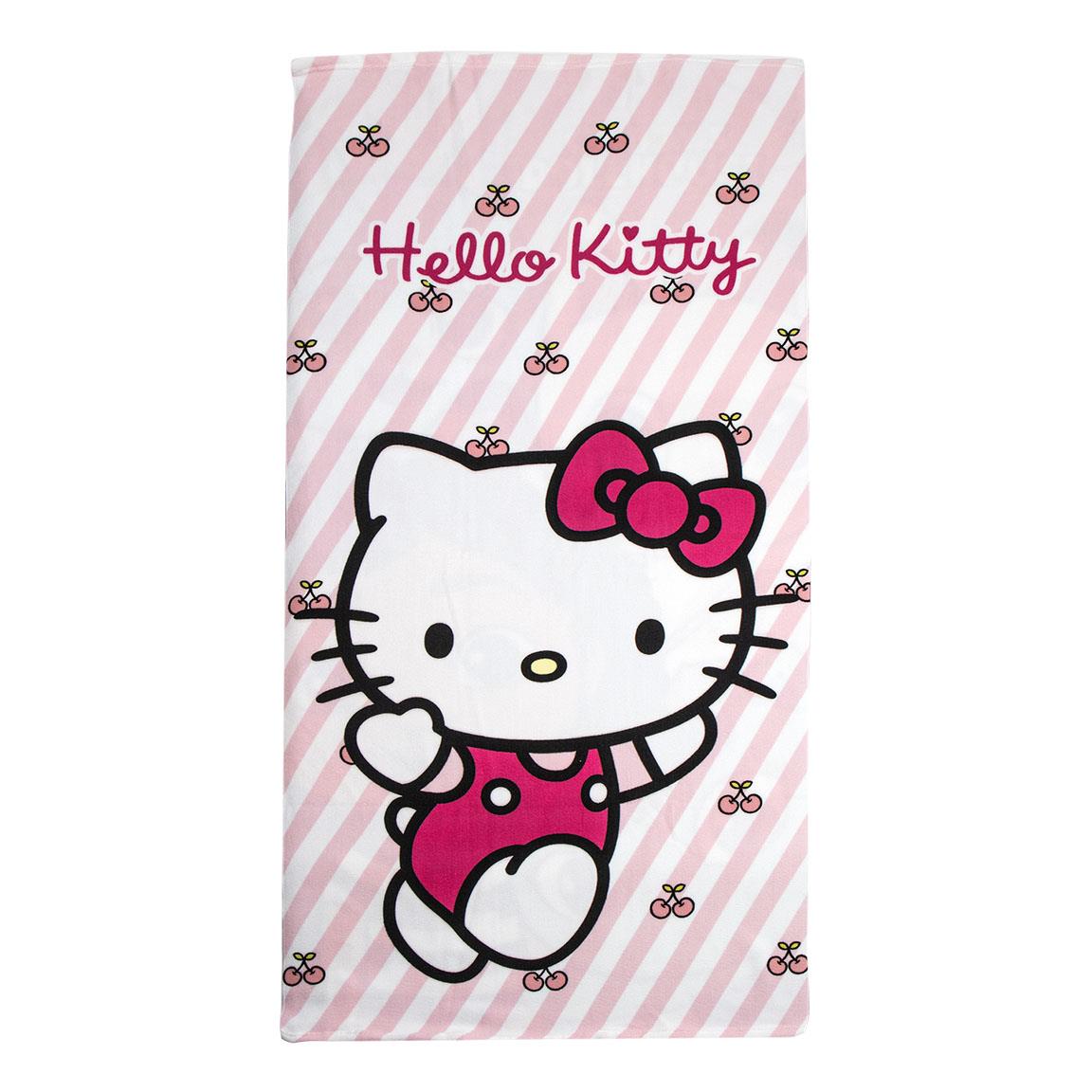 Hello Kitty Stribet Håndklæde (70 x 140 cm) | Hello Kitty Håndklæder - Temashop