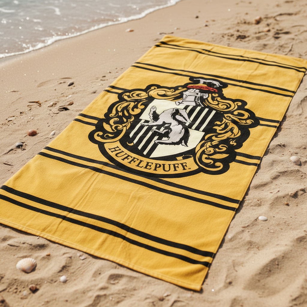 Harry Potter Hufflepuff Håndklæde (90 x 180 cm) | Harry Potter Håndklæder - Temashop