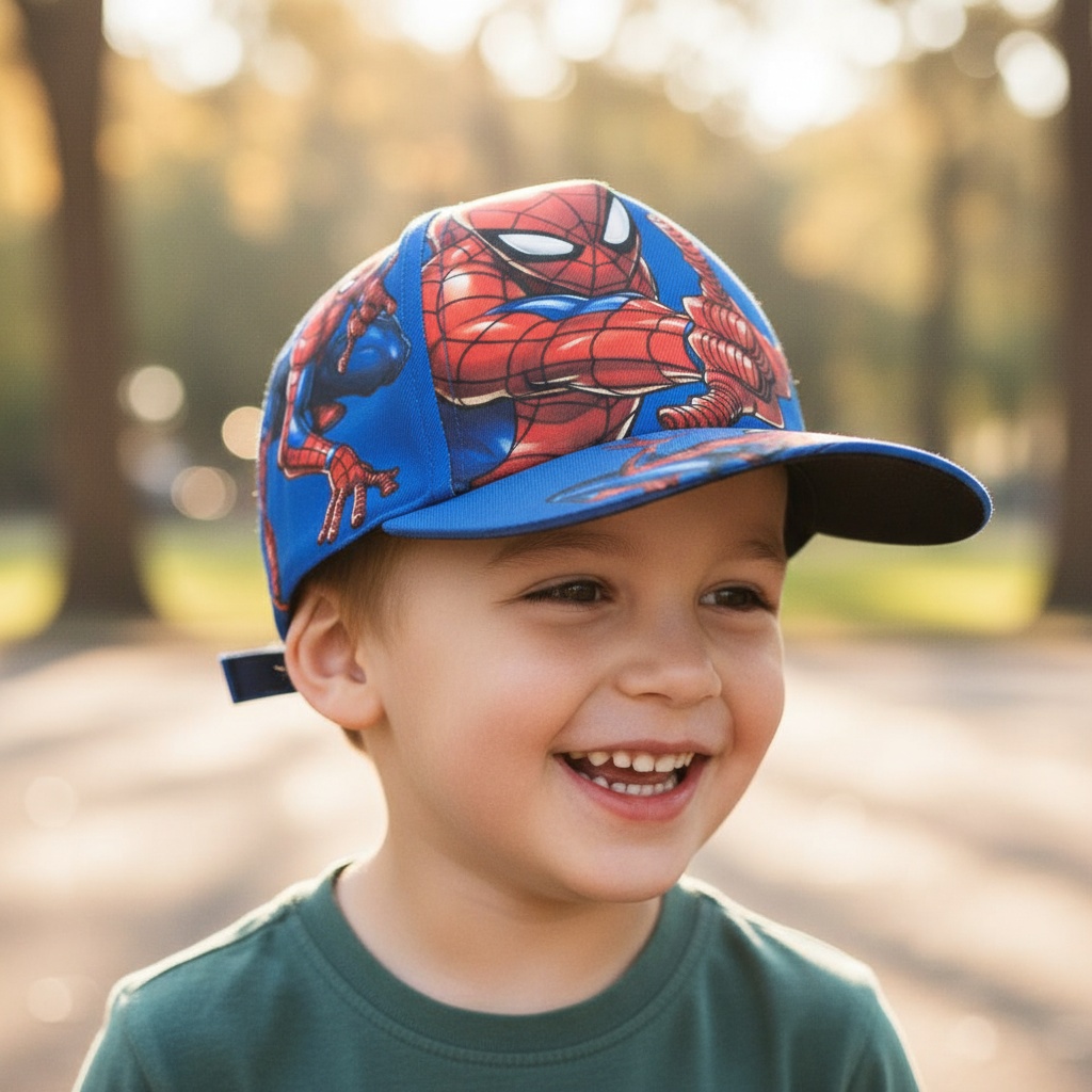 Spiderman Kasket Blå (53 cm) | Spider-Man Hat / Hue / Hjelm - Temashop