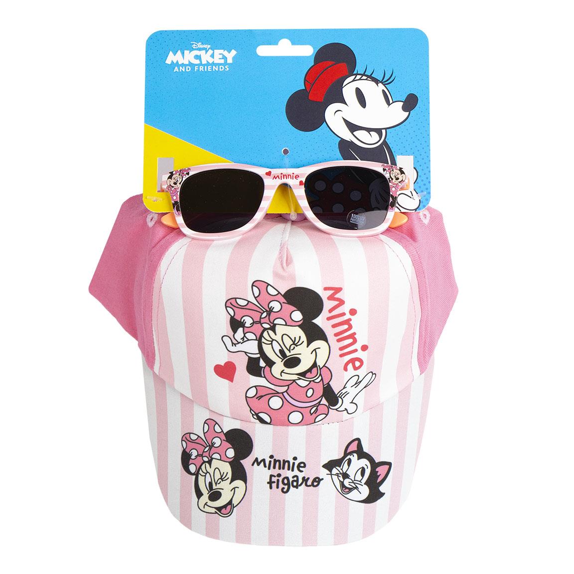 Minnie Mouse Stribet Kasket & Solbriller (53 cm) | Minnie Mouse Tilbehørskit - Temashop