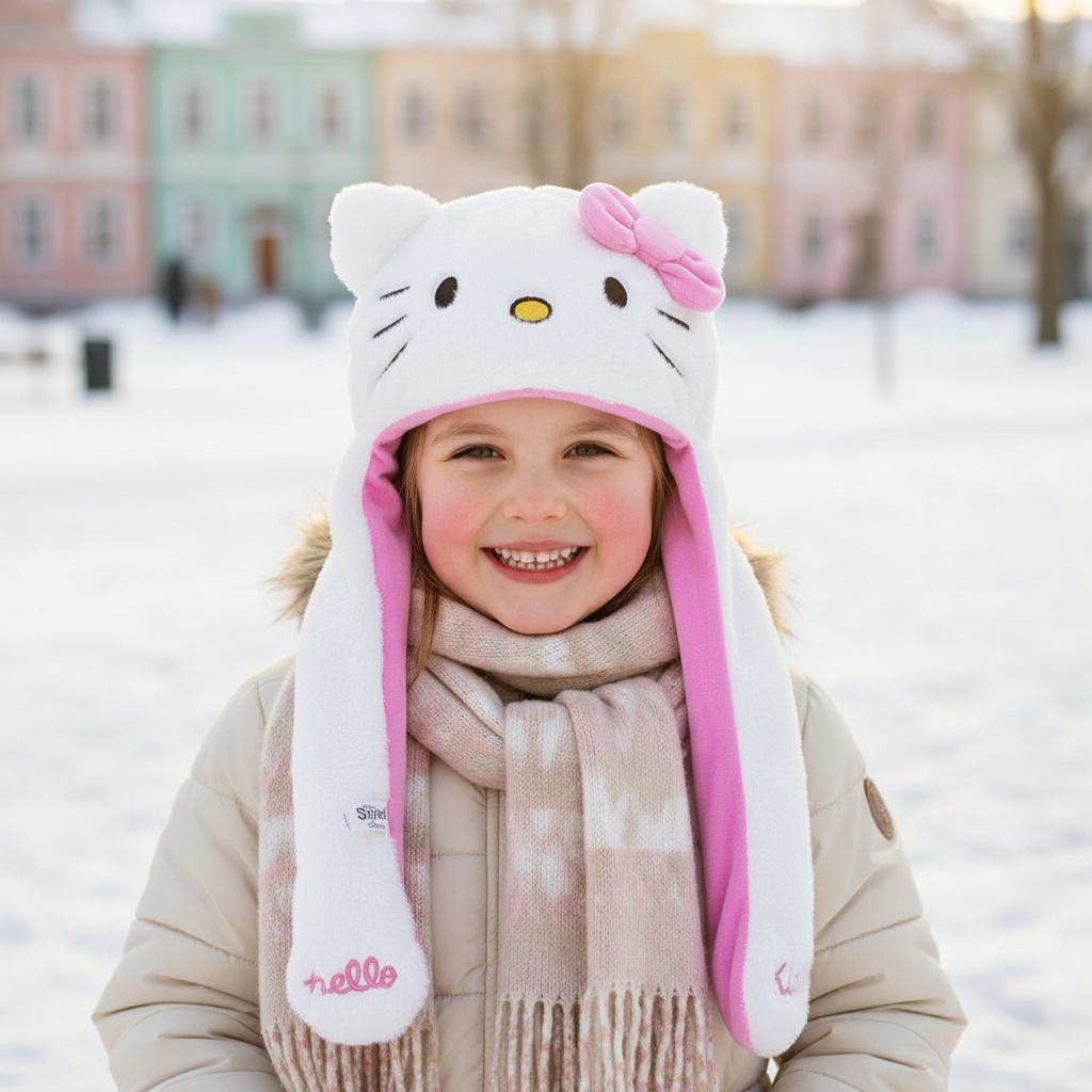 Hello Kitty Hue Hvid/Lyserød (22 x 2 x 55 cm) | Hello Kitty Hat / Hue / Hjelm - Temashop