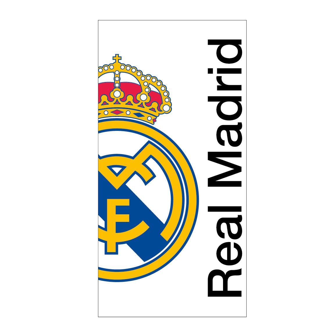 Real Madrid Håndklæde Hvid (90 x 180 cm) | Fodbold Håndklæder - Temashop