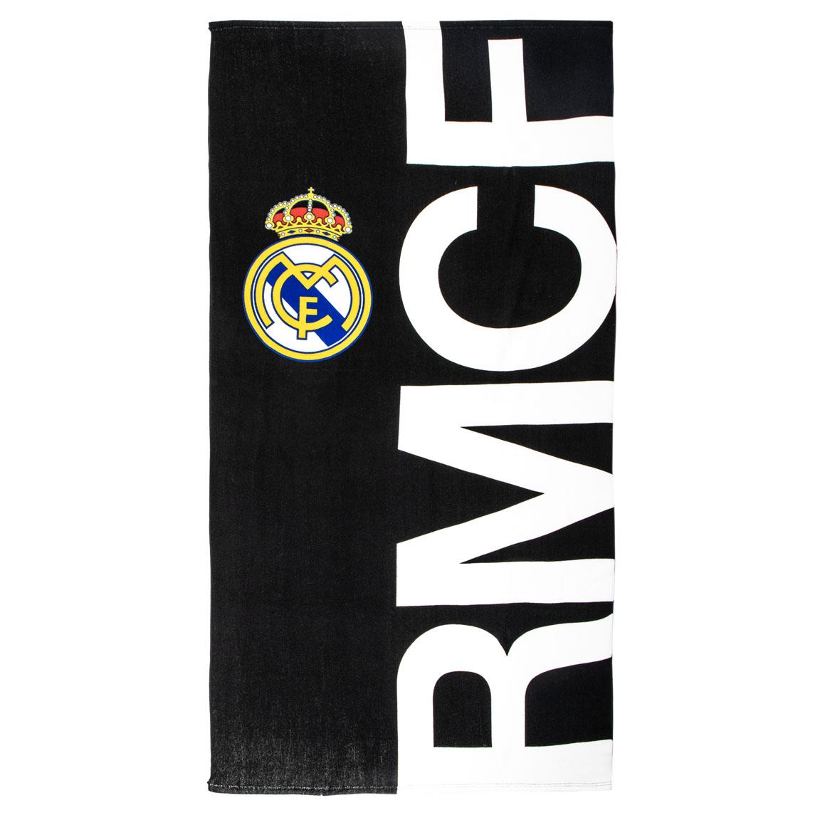 Real Madrid Logo Håndklæde Sort (90 x 180 cm) | Fodbold Håndklæder - Temashop