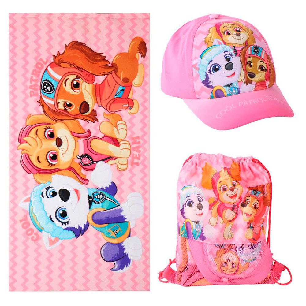 Paw Patrol Håndklædesæt Med Kasket & Taske (70 x 140 cm) | Paw Patrol Håndklæder - Temashop