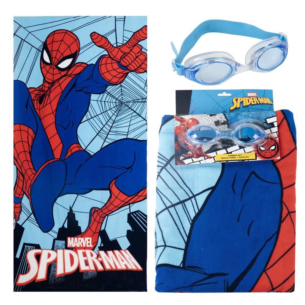 SpidermanÂ® Strandhåndklæde & Svømmebriller Sæt