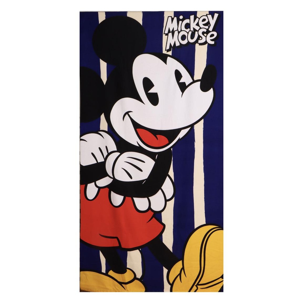 Mickey Mouse Stribet Strandhåndklæde (90 x 180 x 1 cm) | Mickey Mouse Håndklæder - Temashop