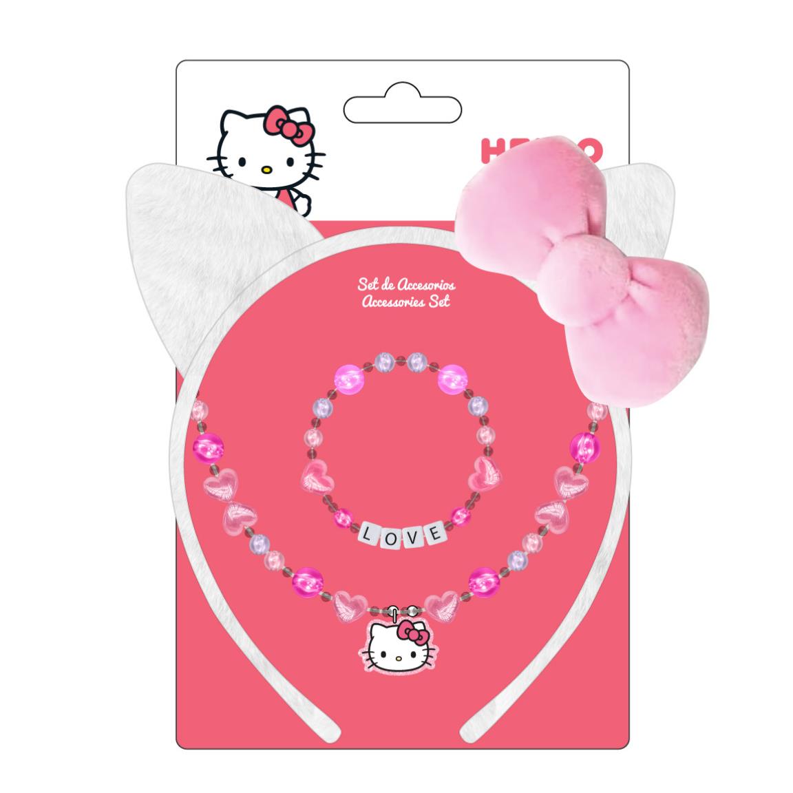 Hello Kitty Hårbøjle & Smykker (12,5 x 19 x 2 cm) | Hello Kitty Tilbehørskit - Temashop