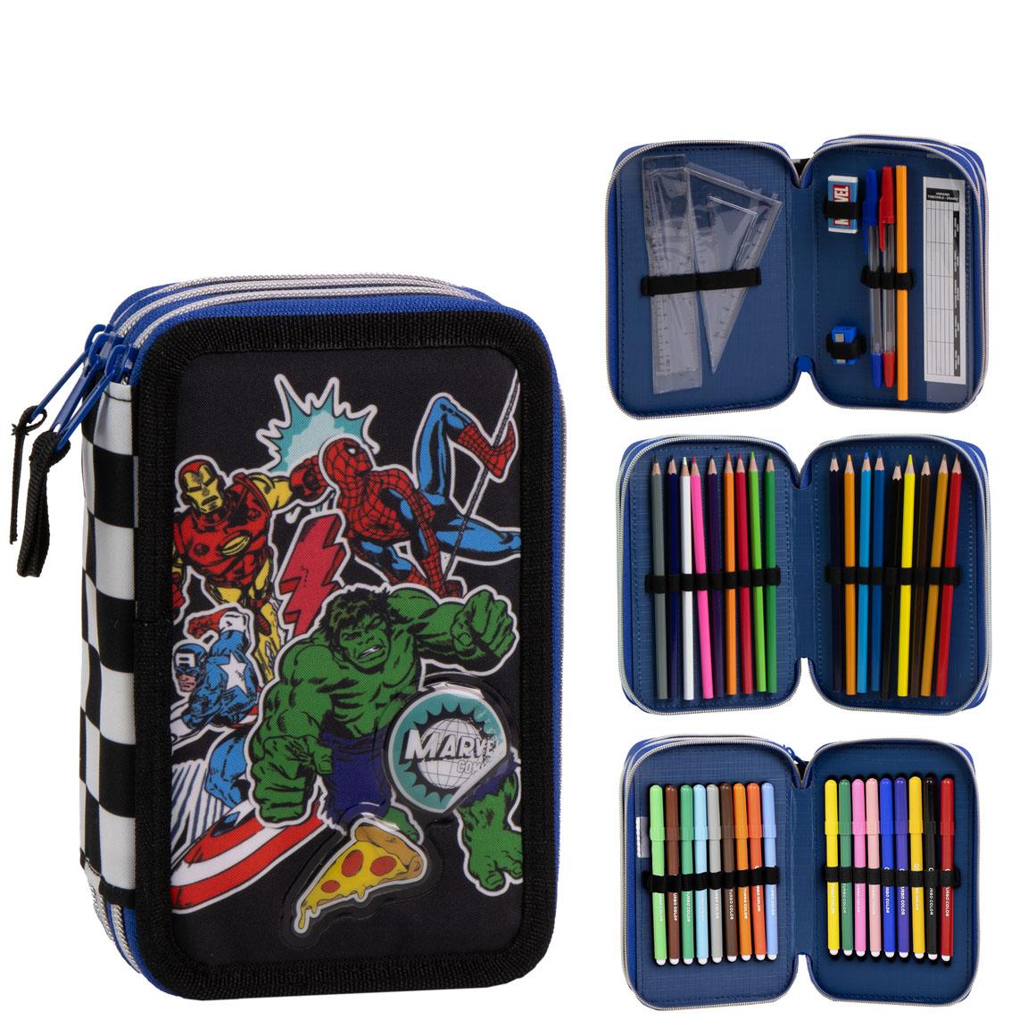 Avengers Penalhus & Tilbehør Sort/Blå (12,5 x 6,5 x 19,5 cm) | Avengers Penalhuse - Temashop