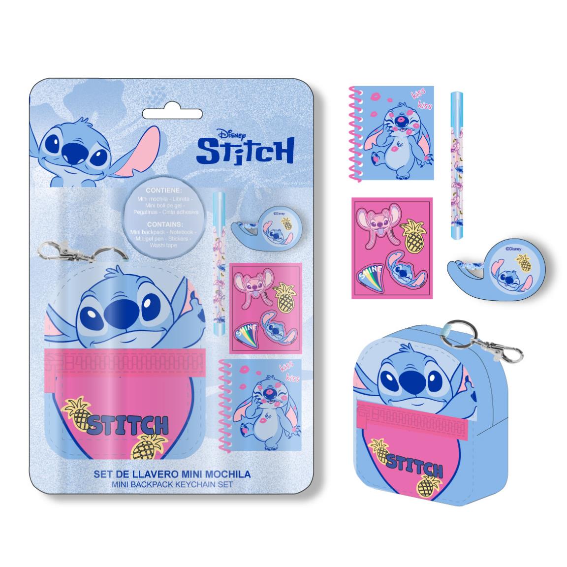 Stitch Skrivesæt & Mini Rygsæk (19,5 x 22,5 x 4,5 cm) | Stitch Male- & Tegneudstyr - Temashop
