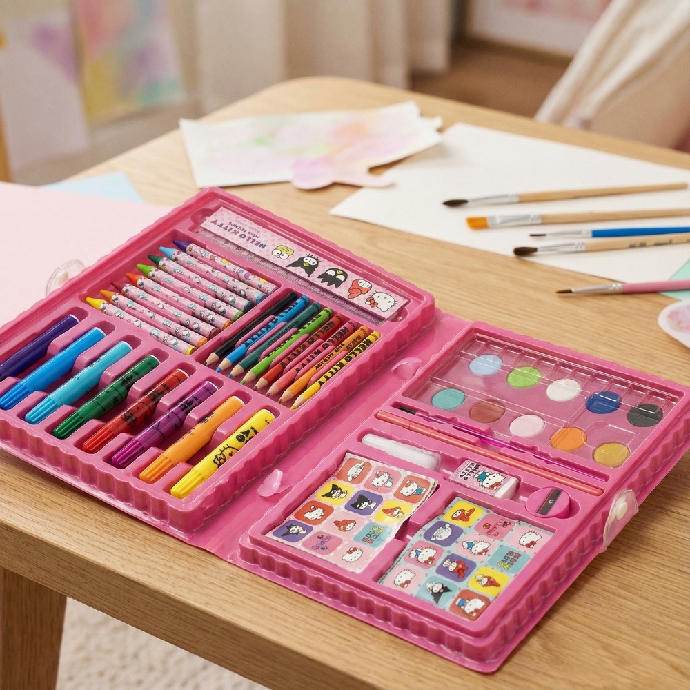 Hello Kitty Malersæt Lyserød (26,7 x 45,3 x 3 cm) | Hello Kitty Male- & Tegneudstyr - Temashop