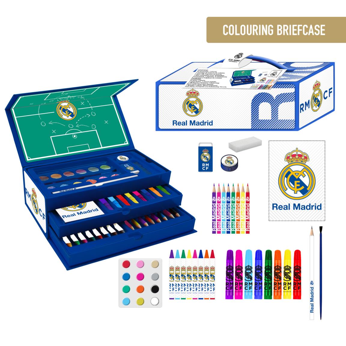 Real Madrid Malingsæt Kuffert (26 x 10 x 13 cm) | Fodbold Male- & Tegneudstyr - Temashop