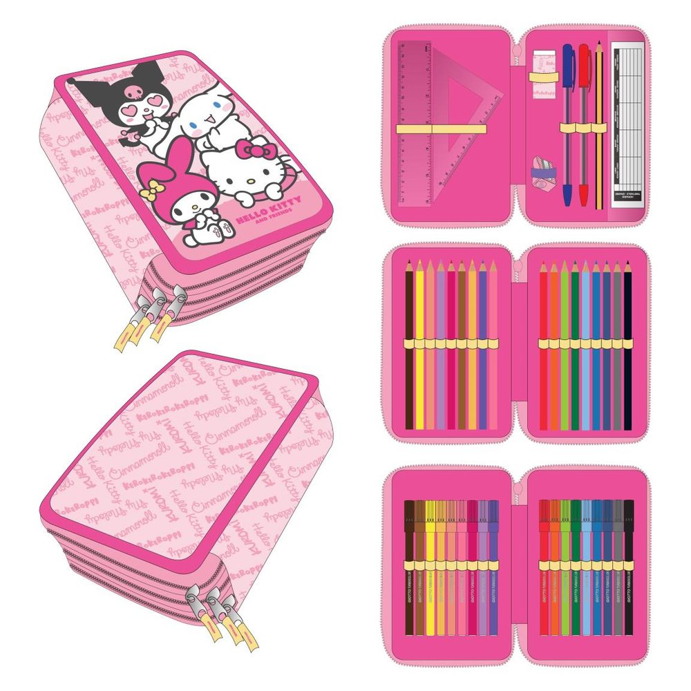 Hello Kitty And Friends Penalhus Med Indhold (13 x 7 x 20 cm) | Hello Kitty Penalhuse - Temashop