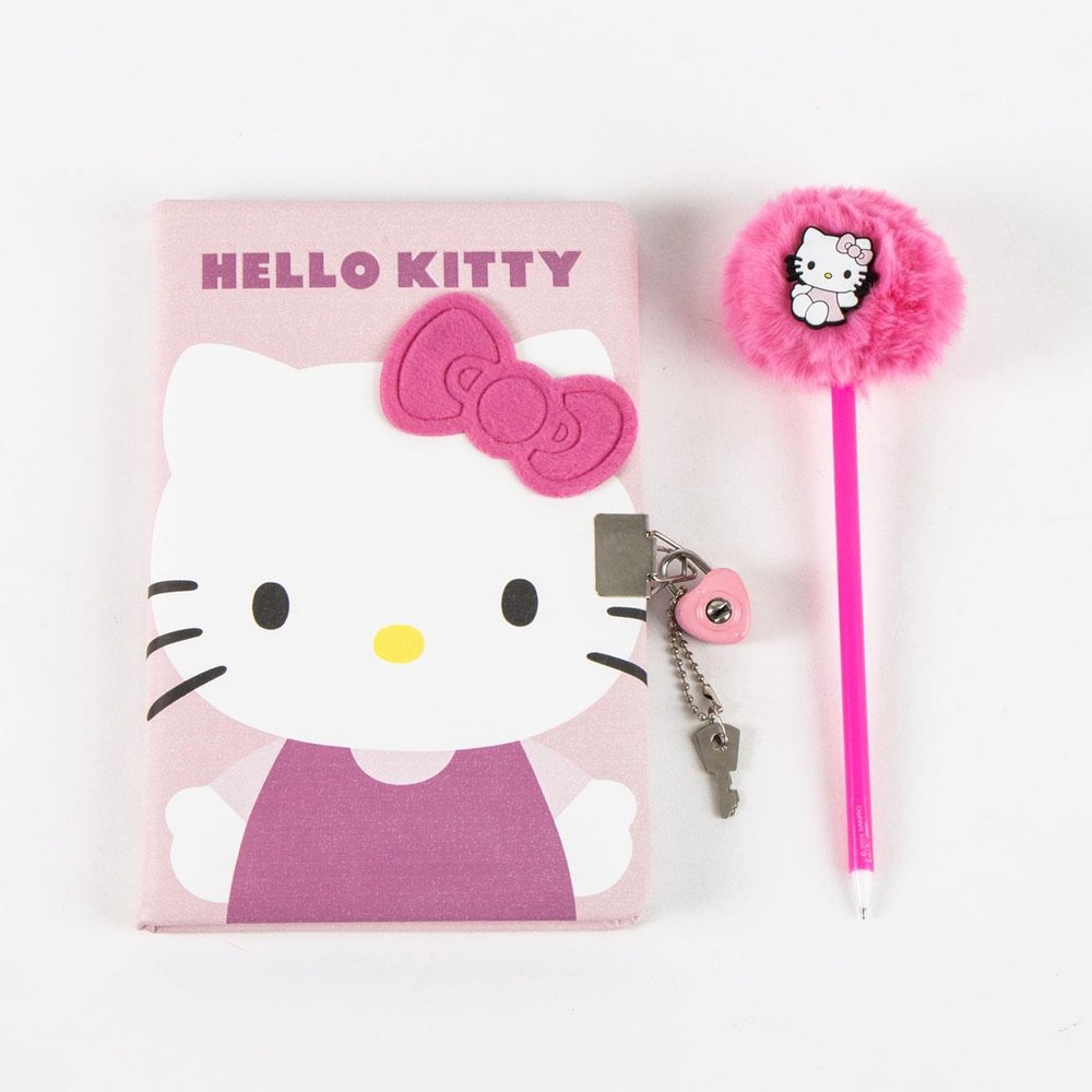 Hello Kitty Dagbogssæt Lyserød (19 x 2 x 25 cm) | Hello Kitty Male- & Tegneudstyr - Temashop