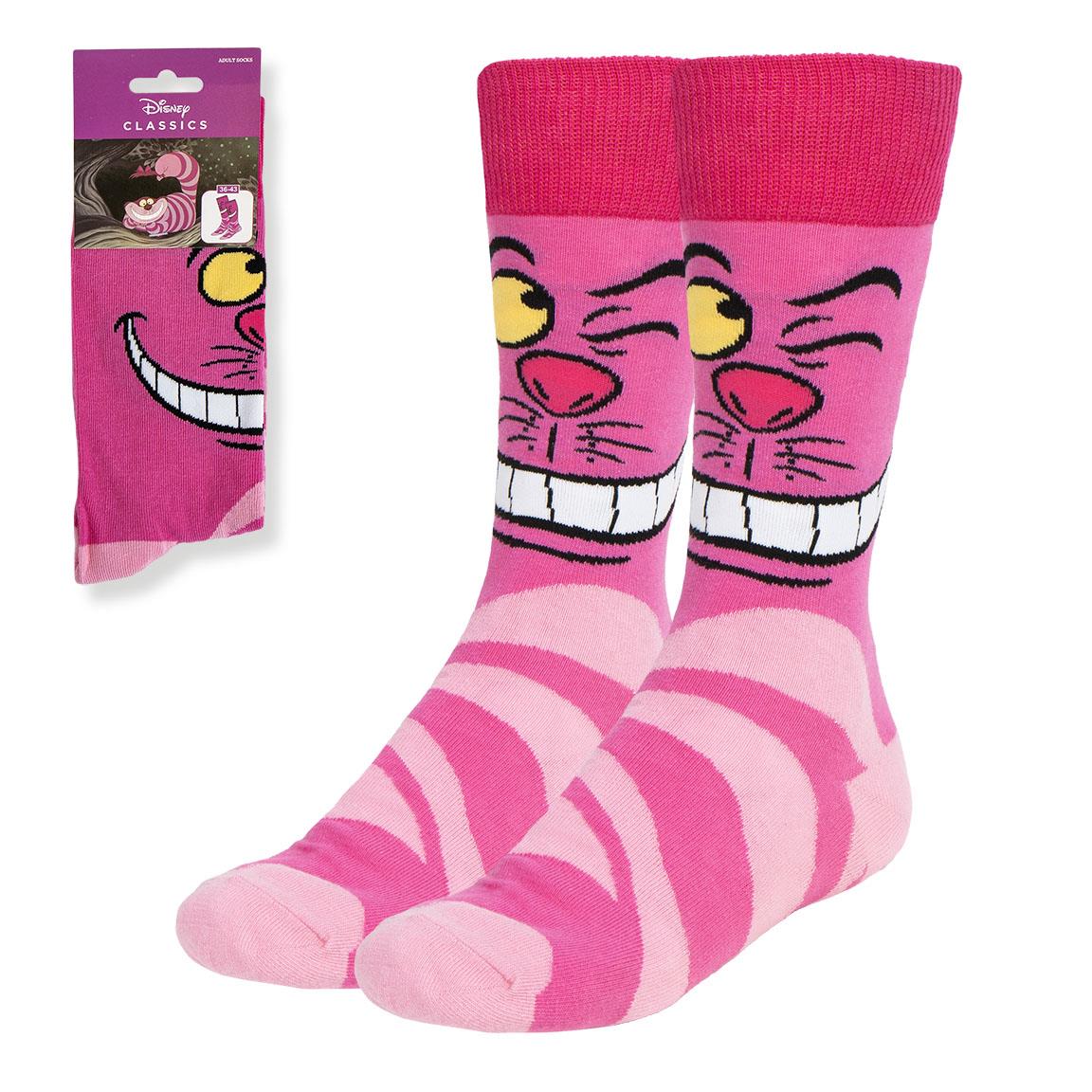 Alice in Wonderland Cheshire Cat Strømper 36-43 (36-43) | Alice i Eventyrland Strømper / Strømpebukser / Knæstrømper - Temashop