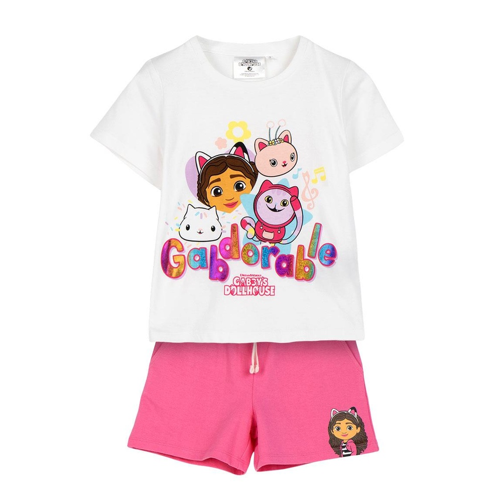 Gabbys Dukkehus Gabby & Venner T-shirt & Shorts Sæt | Gabbys Dollhouse Overdel - Temashop