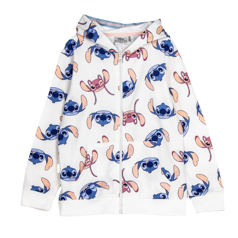Stitch Allover Hættetrøje Med Lynlås | Stitch Hoodie - Temashop