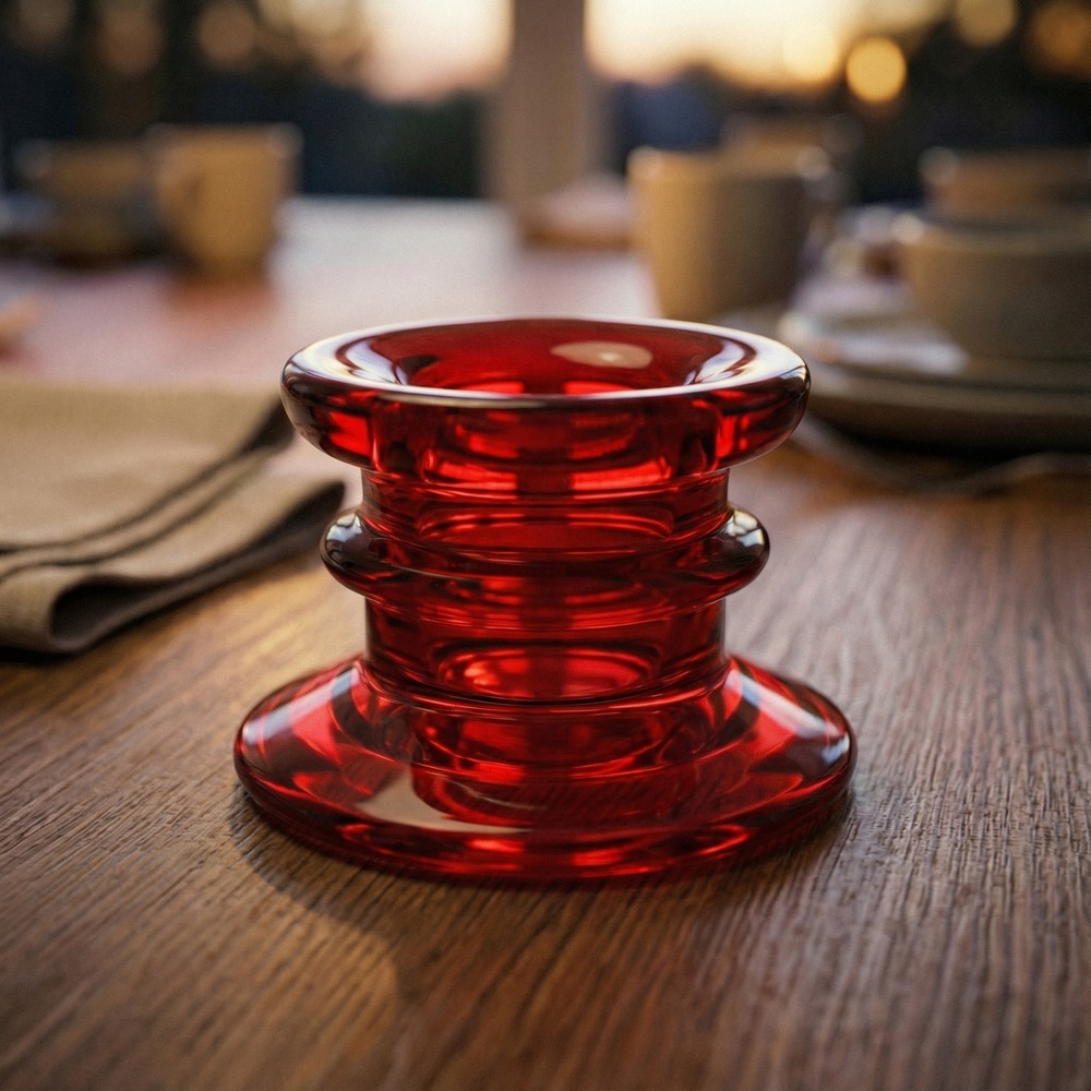 Glas Lysestage Rød