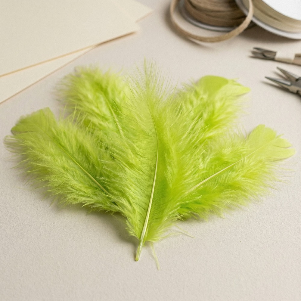 Dekorationsfjer Limegrøn 10-15 cm - 5 stk (10-15 cm) | Natur tema Fjer - Temashop
