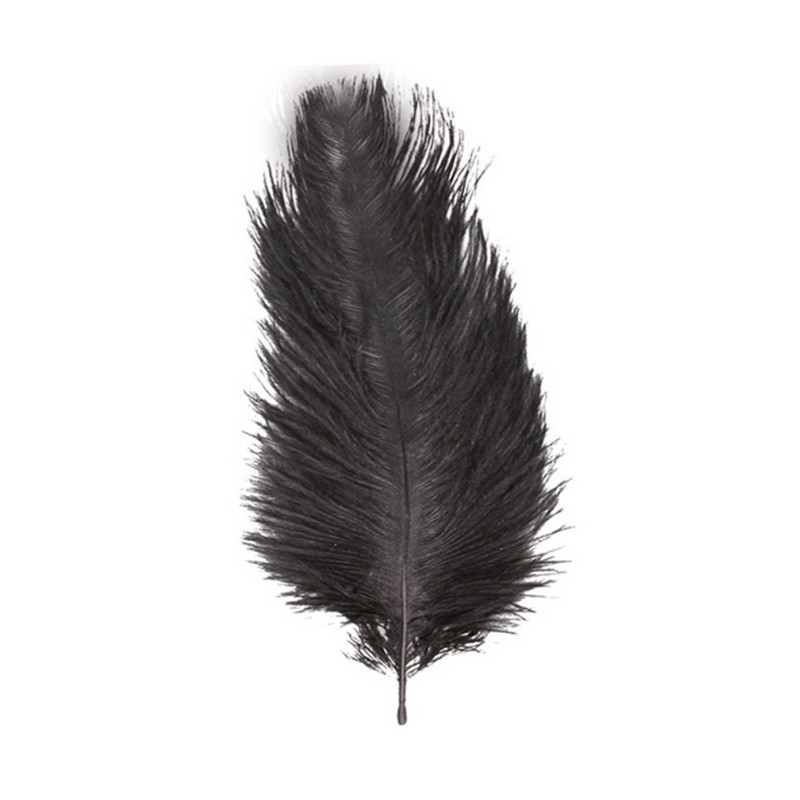 Strudsefjer Sort 55-60 cm - 1 stk (55-60 cm) | Natur tema Fjer - Temashop