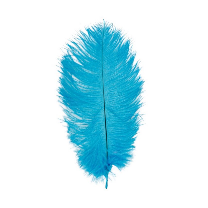 Strudsefjer Turkis 55-60 cm - 1 stk (55-60 cm) | Natur tema Fjer - Temashop