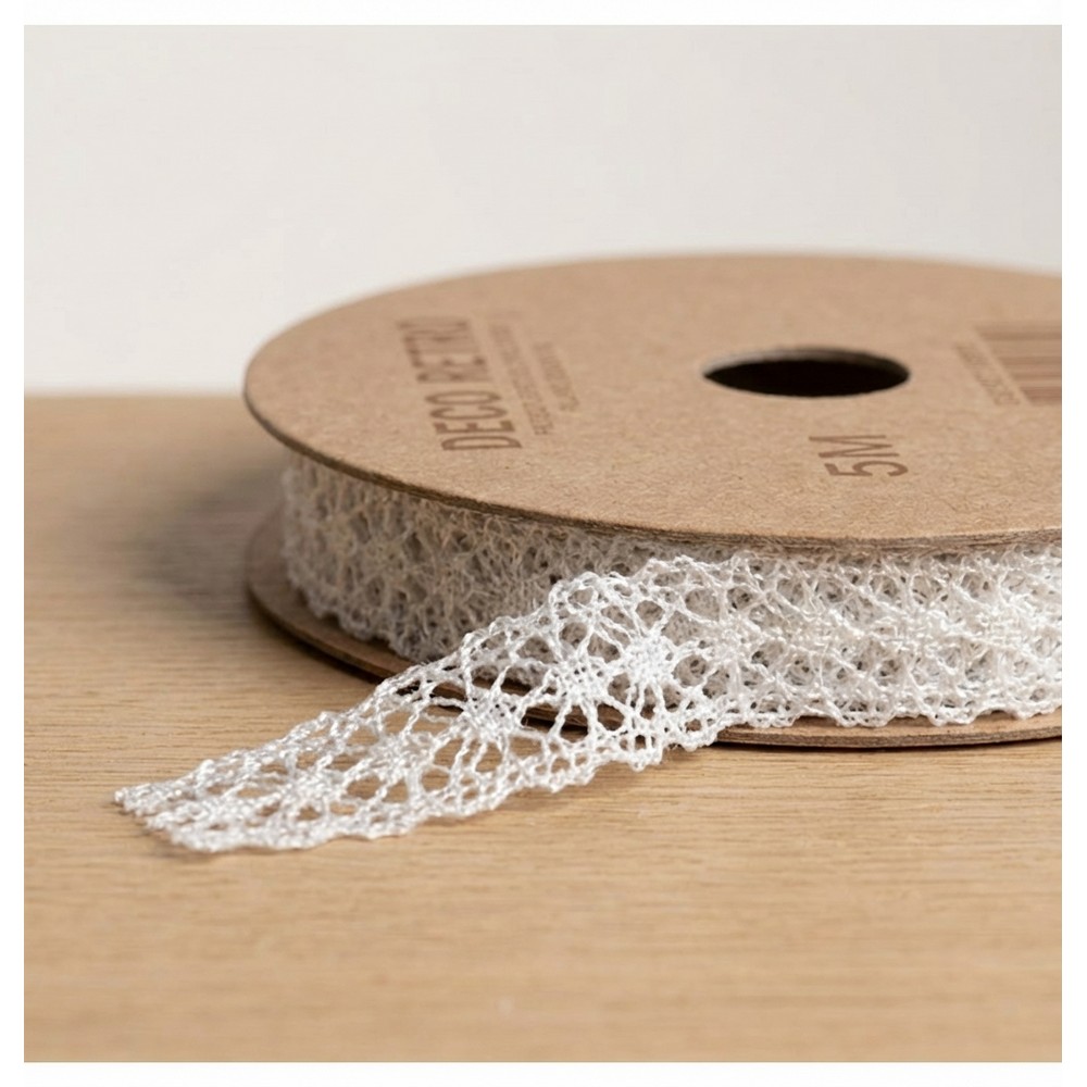 Vintage Blondebånd Hvid - 1 rulle (1 cm x 2 m) | Vintage theme Bånd - Temashop
