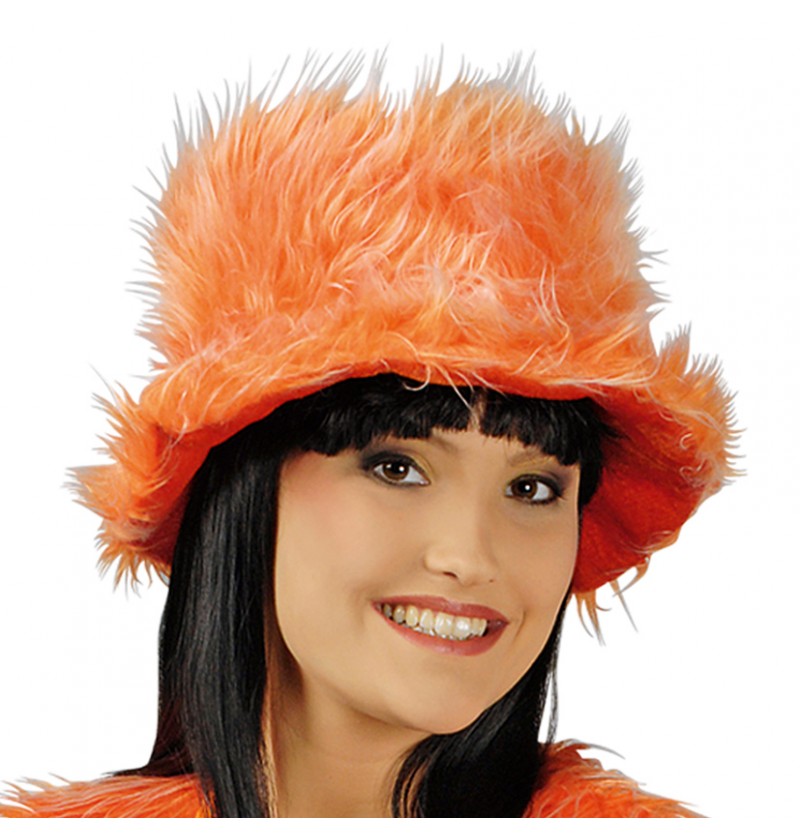Plysset Hippiehat Orange | 60'erne Hippie Hat / Hue / Hjelm - Hovedtilbehør - Temashop