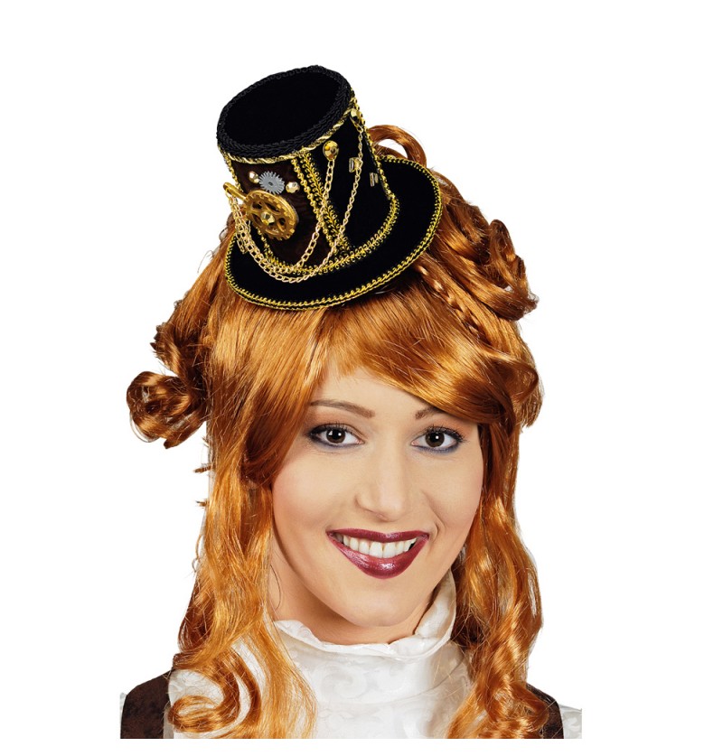 Mini Steampunk Hat Sort | Steampunk Hat / Hue / Hjelm - Hovedtilbehør - Temashop