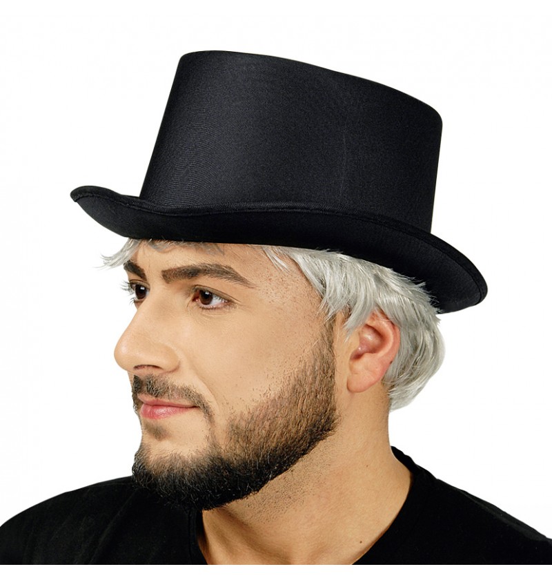 Satin Tophat Sort | Gentleman Hat / Hue / Hjelm - Hovedtilbehør - Temashop