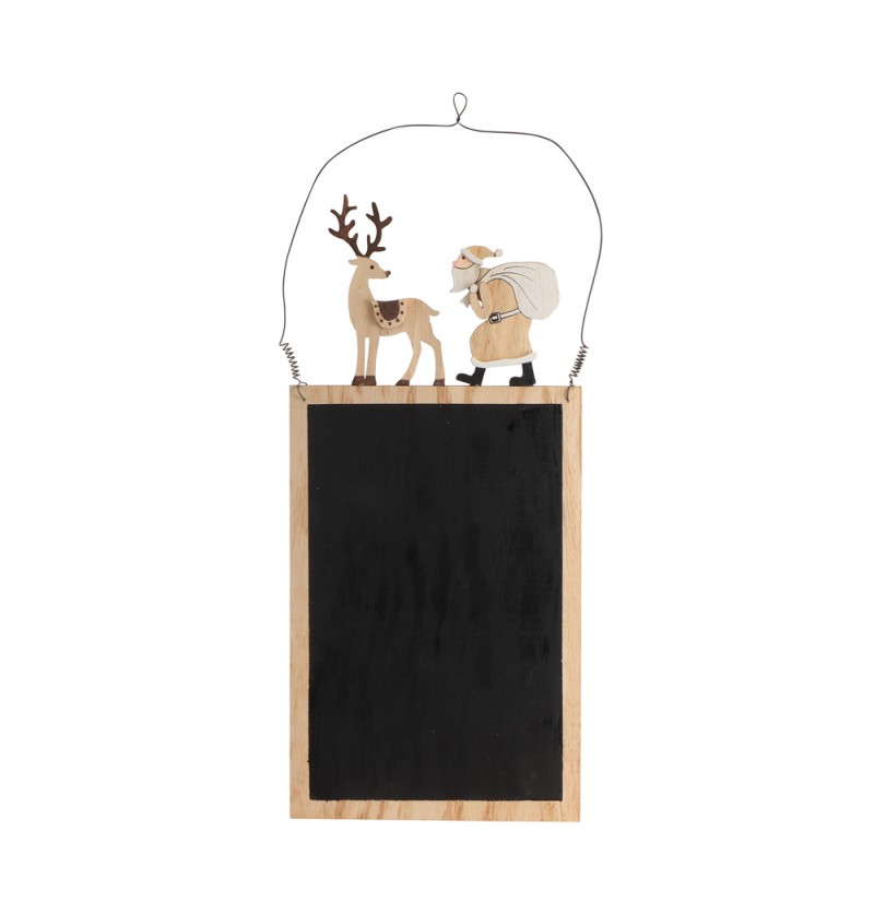 Skifer Tavle Julemand Og Rensdyr - 1 stk (48 x 20 x 0,5 cm) | Julepynt Tavler - Temashop