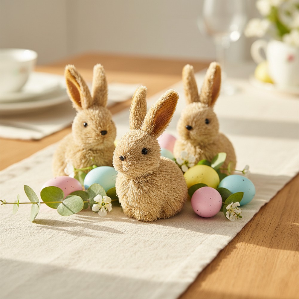 Påskehare Figur - 3 stk (6 x 3 x 9 cm) | Påske Centerpieces - Temashop