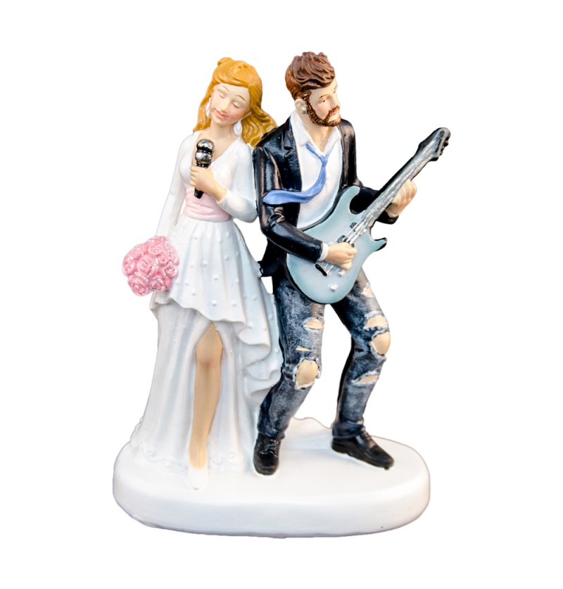 Rockende Brudepar Kagefigur