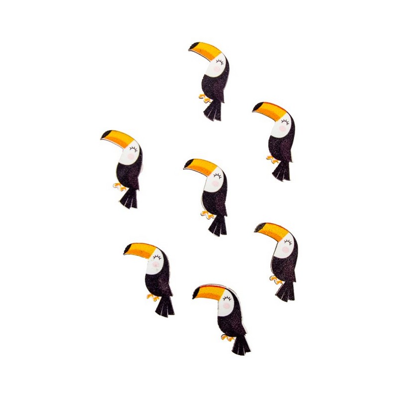 Toucan Trækonfetti - 12 stk (2 x 3 cm) | Jungle tema Konfetti - Temashop