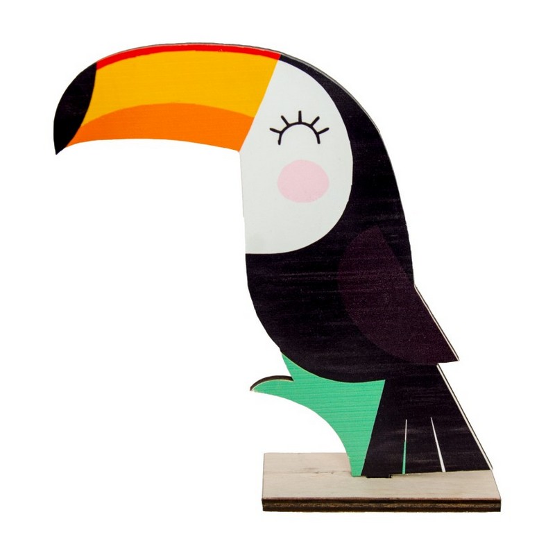 Toucan Bordfigur Træ - 1 stk (17,5 x 4,5 x 20 cm) | Jungle tema Centerpieces - Temashop