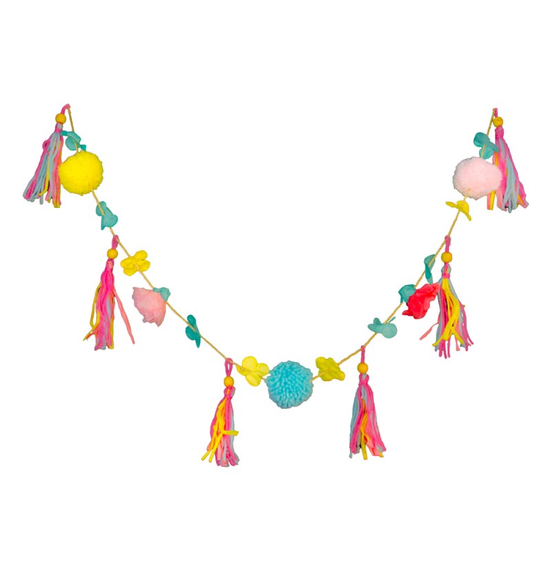 Guirlande Med Pomponer Multifarvet