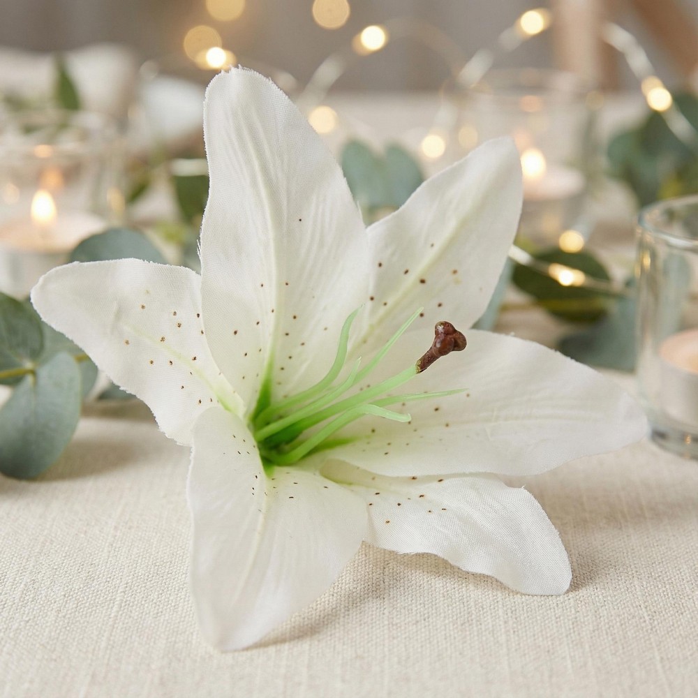 Kunstige Liljer Hvid - 6 stk (13 x 12 cm) | Blomst Kunstige blomster - Temashop