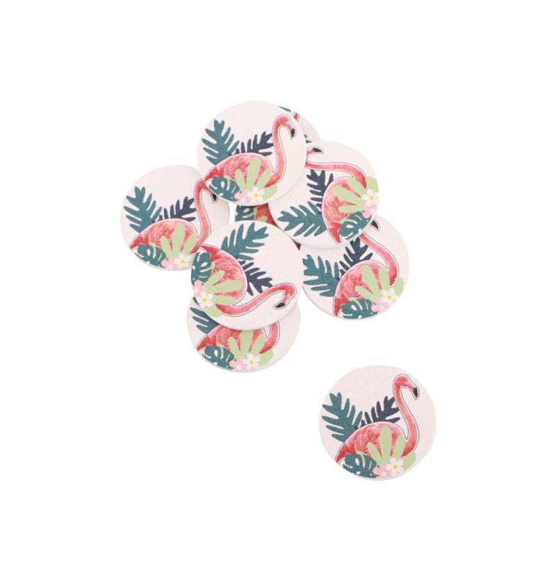 Flamingo Trækonfetti Lyserød - 12 stk (2,8 cm) | Flamingo Konfetti - Temashop
