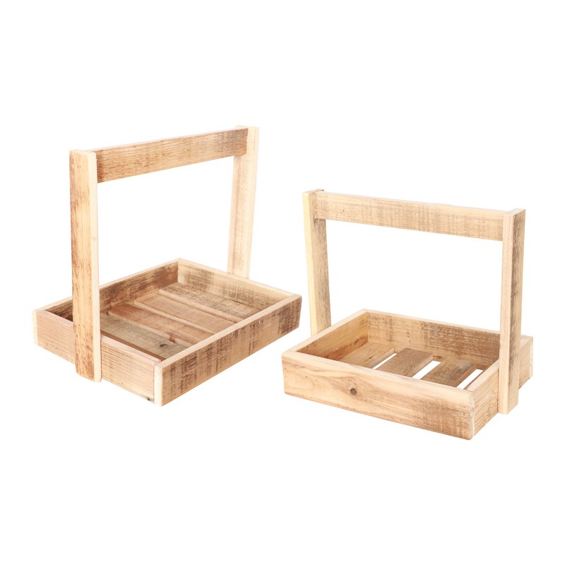 Træbakke Sæt - 2 stk (32 x 25 x 30 cm & 26 x 18 x 24 cm) | Natur tema Centerpieces - Temashop