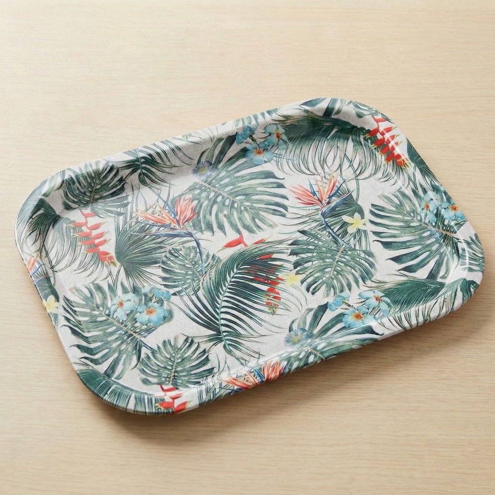 Tropisk Jungle Severingsfad Multifarvet - 1 stk (34 x 23 x 1,5 cm) | Jungle tema Serveringsfad - Temashop