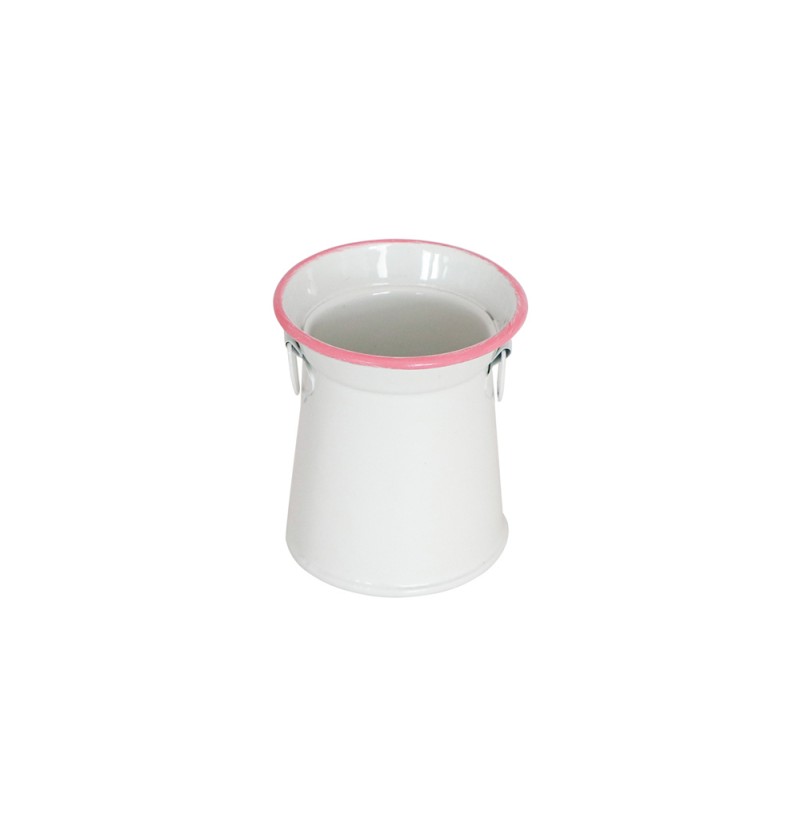 Mini Mælkekande Vase Hvid/Rosa - 1 stk (6 x 6 cm) | Gård tema Vase - Temashop