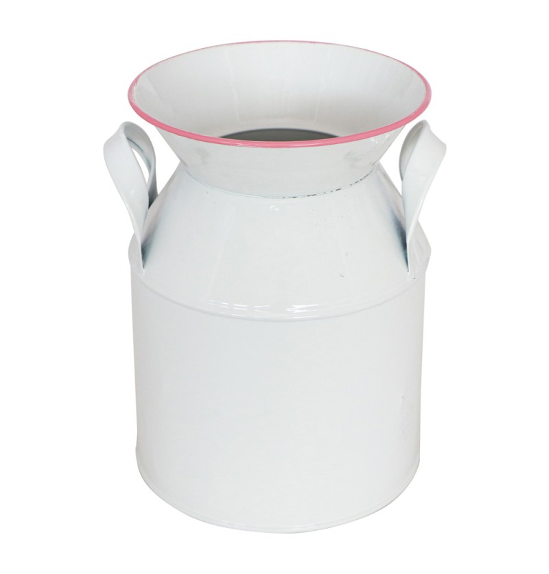 Mælkekande Vase Hvid/Rosa - 1 stk (12 x 17,5 cm) | Gård tema Vase - Temashop