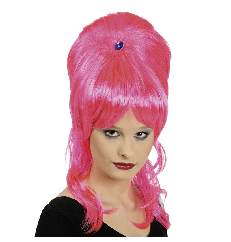 Retro Bighair Paryk Pink | 80'erne Totally Paryk - Hovedtilbehør - Temashop