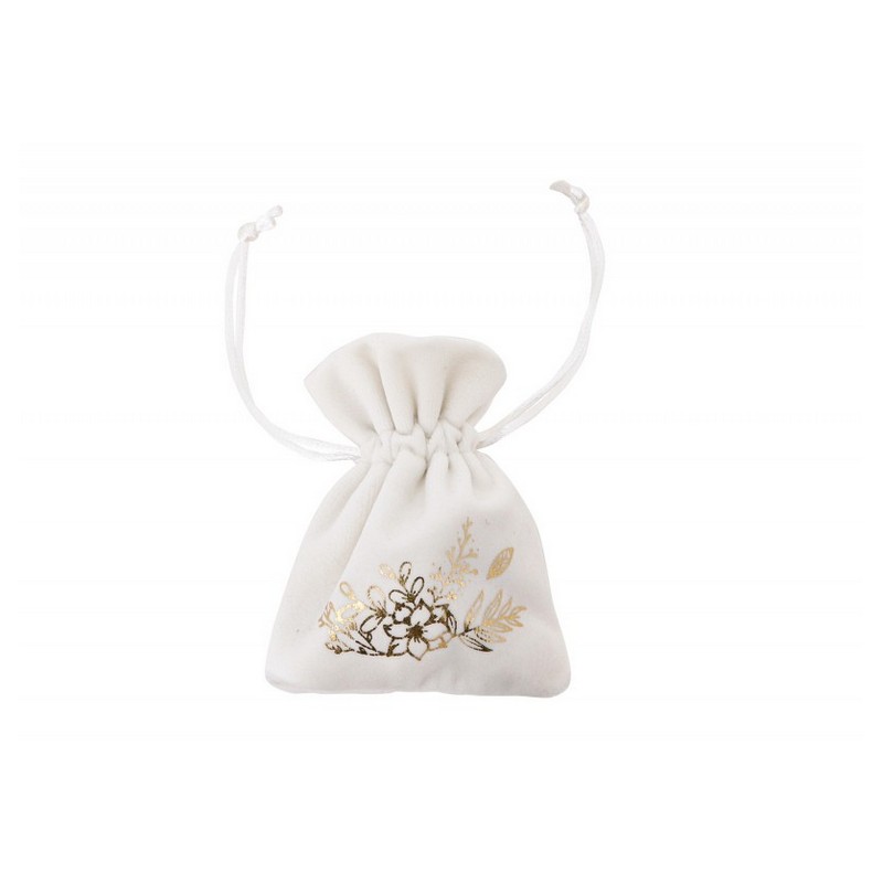 Guldtryk Fløjlsposer Hvid