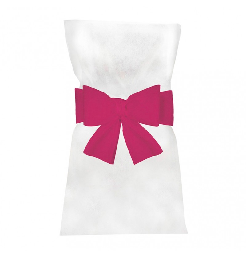 Stolesløjfe Fuchsia - 6 stk (19 cm x 3 m) | Pink tema Stoledekoration - Temashop