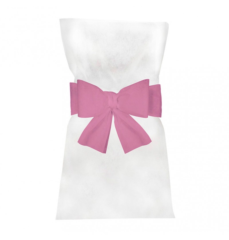 Stolesløjfe Pastelrosa - 6 stk (19 cm x 3 m) | Pink tema Stoledekoration - Temashop