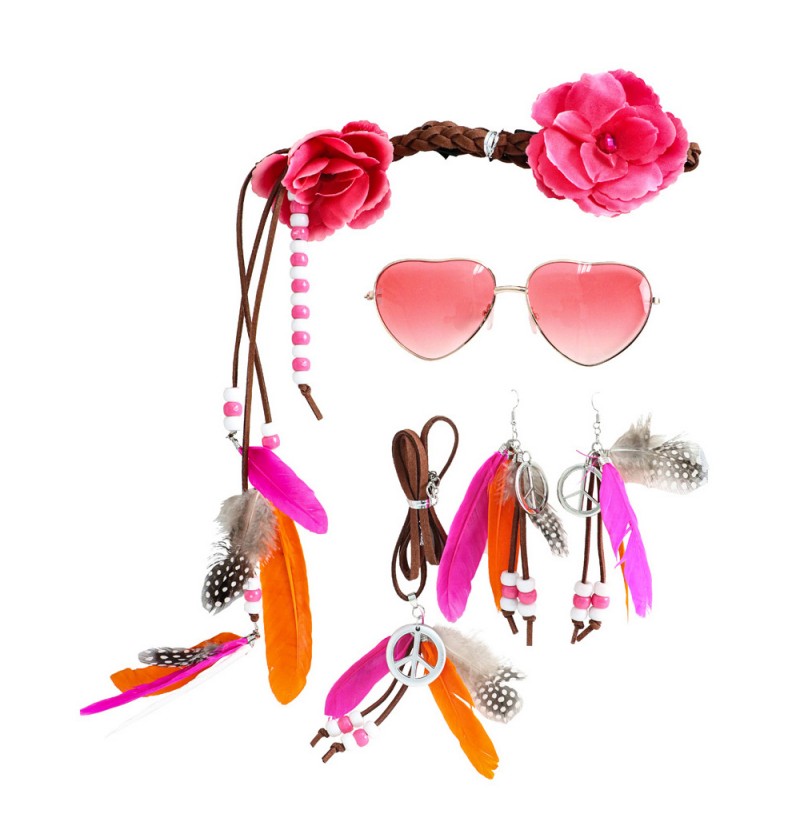 Hippie Kostumesæt | 60'erne Hippie Kostumekit - Beklædning - Temashop