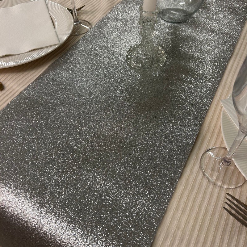 Glitter Premium Bordløber Sølv