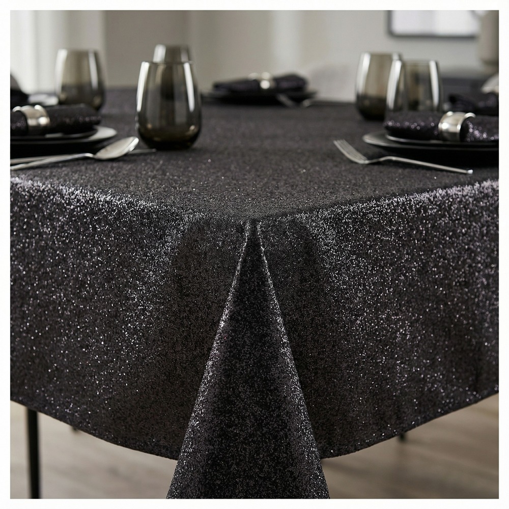 Glitter Dug Sort - 1 stk (120 cm x 3 m) | Sort tema Duge - Temashop