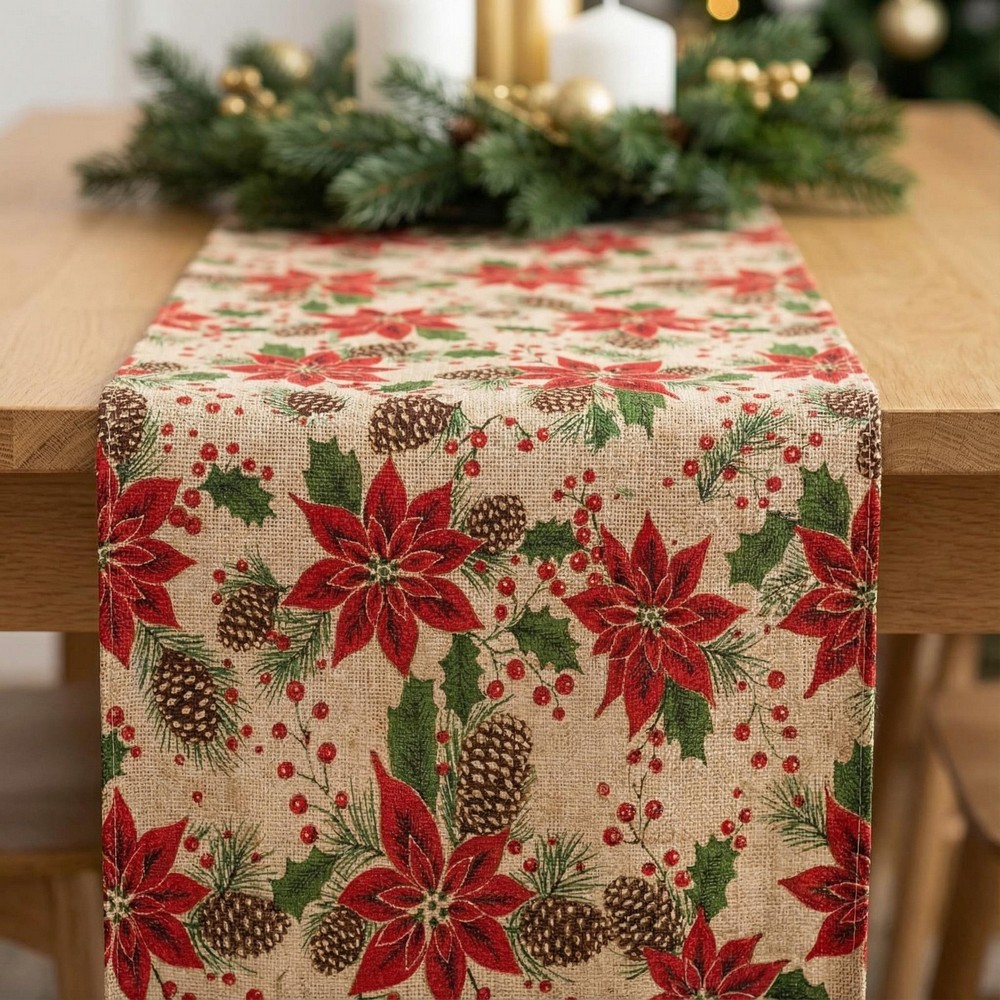 Julestjerne & Grankogle Bordløber Rød