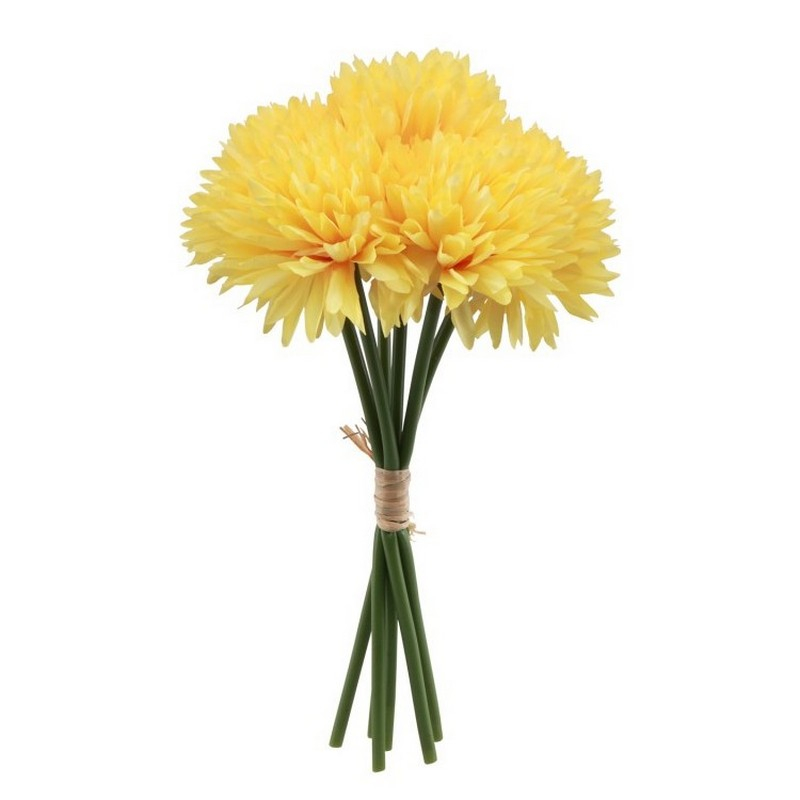 Dahlia Blomster Gul - 6 stk (26 cm) | Blomst Kunstige blomster - Temashop